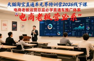 天猫淘宝直通车无界特训营2026线下课，电商老板运营总监必学直通车推广体系-E网资源