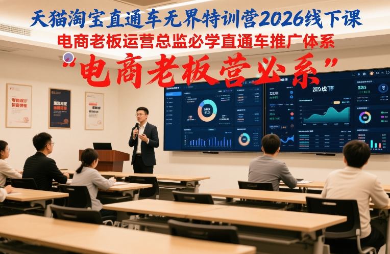 天猫淘宝直通车无界特训营2026线下课，电商老板运营总监必学直通车推广体系-E网资源