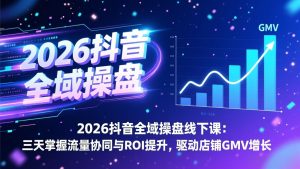 2026抖音全域操盘线下课：三天掌握流量协同与ROI提升，驱动店铺GMV增长-E网资源