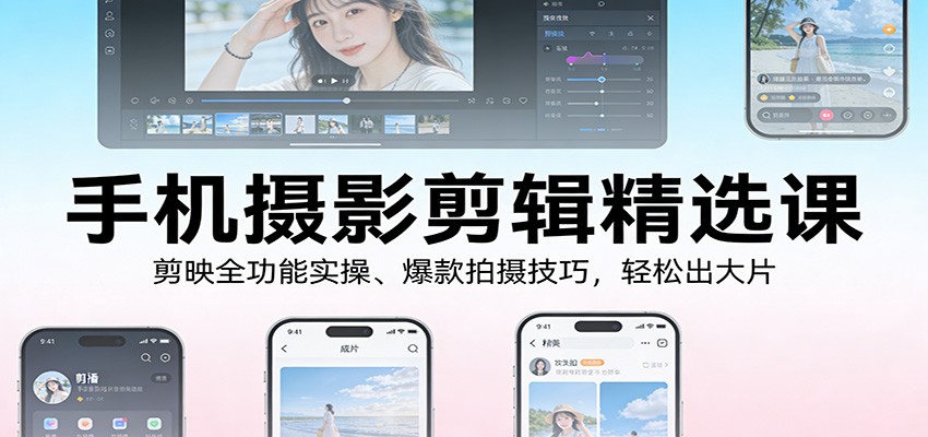 手机摄影剪辑精选课：剪映全功能实操、爆款拍摄技巧，轻松出大片-E网资源