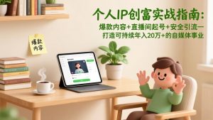 个人IP创富实战指南：爆款内容+直播间起号+安全引流，打造可持续年入20万+的自媒体事业-E网资源