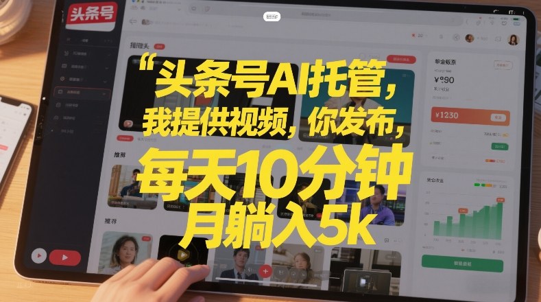 头条号AI托管，我提供视频，你发布，每天10分钟，月躺入5k+【揭秘】-E网资源