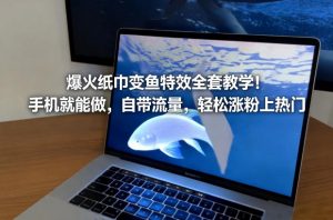 爆火纸巾变鱼特效全套教学！手机就能做，自带流量，轻松涨粉上热门-E网资源