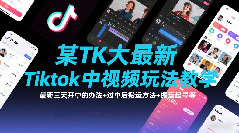 某TK大佬最新Tiktok中视频玩法教学，最新三天开中的办法+过中后搬运方法+搬运起号等-E网资源