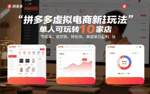 拼多多虚拟电商新玩法，单人可玩转10家店，零成本、成交快、转化快，单店单日盈利3张【揭秘】-E网资源