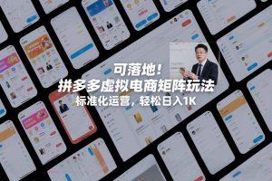 可落地！拼多多虚拟电商矩阵玩法，标准化运营，轻松日入1K+【揭秘】-E网资源