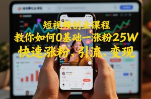 短视频创业课程，教你如何0基础一天涨粉25W，快速涨粉、引流、变现-E网资源