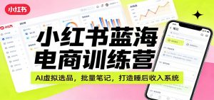小红书蓝海电商训练营：AI虚拟选品，批量笔记，打造睡后收入系统-E网资源