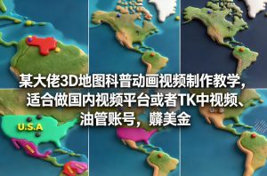 某大佬3D地图科普动画视频制作教学，适合做国内视频平台或者TK中视频、油管账号，賺美金-E网资源