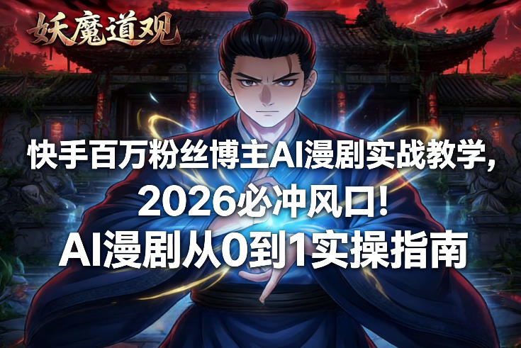快手百万粉丝博主AI漫剧实战教学，2026必冲风口！AI漫剧从0到1实操指南-E网资源