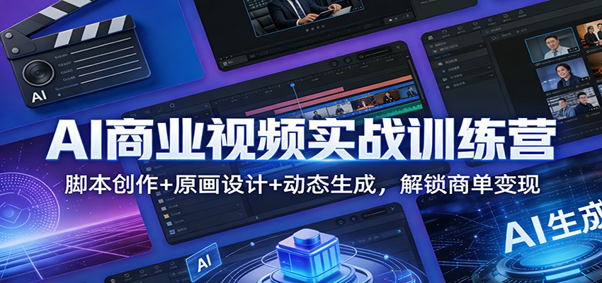 AI商业视频实战训练营：脚本创作+原画设计+动态生成，解锁商单变现-E网资源