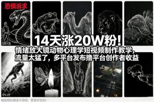 14天涨20W粉！情绪放大镜动物心理学短视频制作教学，流量太猛了，多平台发布撸平台创作者收益-E网资源
