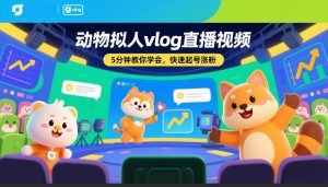 动物拟人vlog直播视频，5分钟教你学会，快速起号涨粉-E网资源