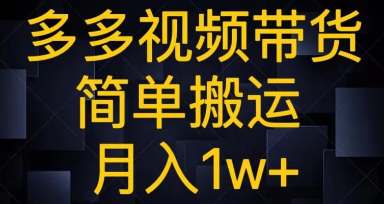 多多视频带货，简单搬运月入1w+-E网资源