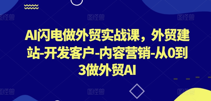 AI闪电做外贸实战课，​外贸建站-开发客户-内容营销-从0到3做外贸AI(更新)-E网资源