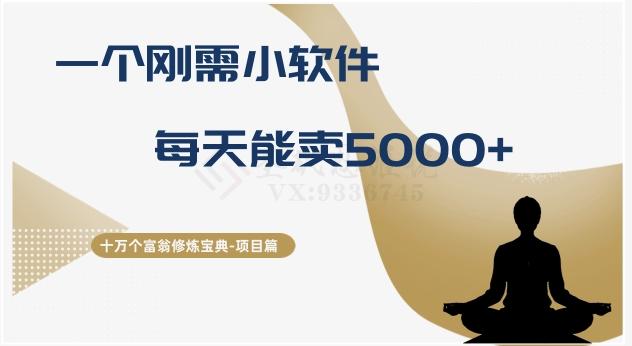 十万个富翁修炼宝典之17.一个刚需小软件，每天能卖5000+-E网资源