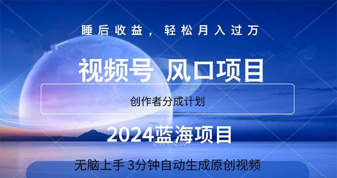 2024蓝海项目，3分钟自动生成视频，月入过万-E网资源