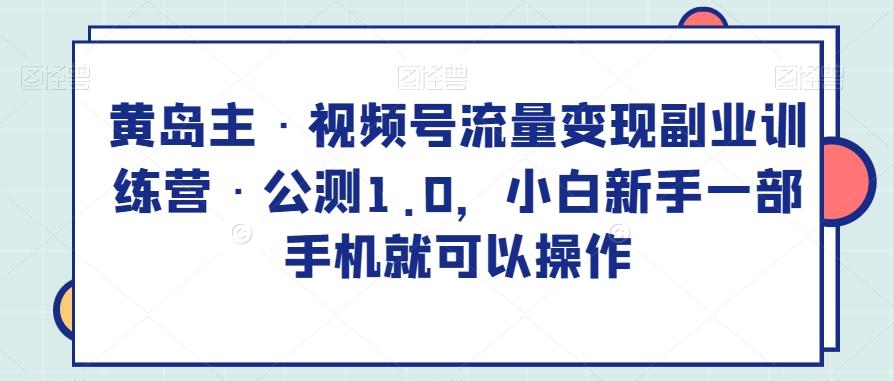 黄岛主·视频号流量变现副业训练营·公测1.0，小白新手一部手机就可以操作-E网资源