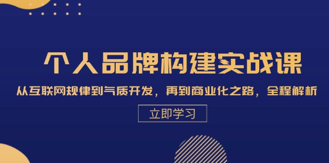 个人品牌构建实战课：从互联网规律到气质开发，再到商业化之路，全程解析-E网资源