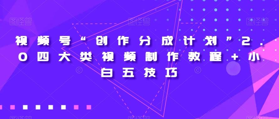视频号“创作分成计划”2.0四大类视频制作教程+小白五技巧【揭秘】-E网资源