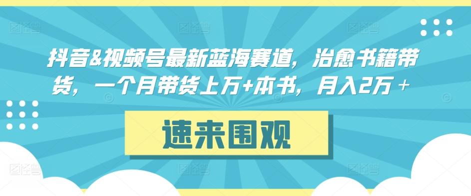 抖音&视频号最新蓝海赛道，治愈书籍带货，一个月带货上万+本书，月入2万＋【揭秘】-E网资源