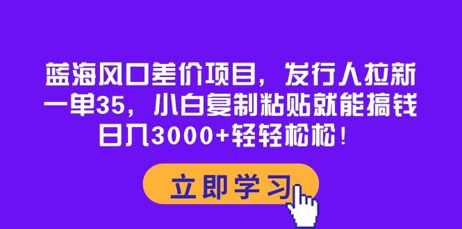 蓝海风口差价项目，发行人拉新，一单35，小白复制粘贴就能搞钱！日入30…-E网资源