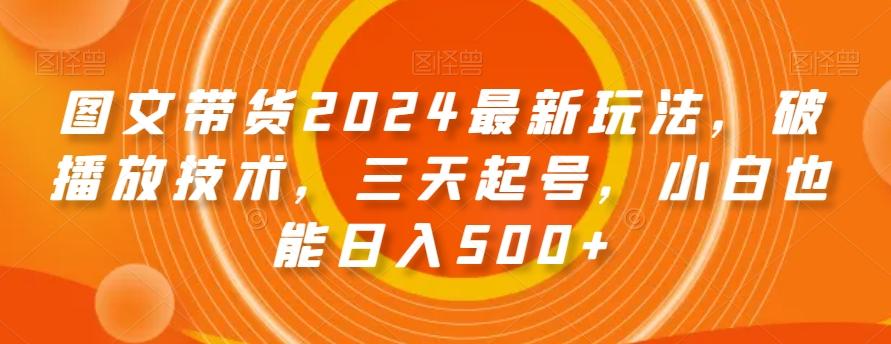 图文带货2024最新玩法，破播放技术，三天起号，小白也能日入500+【揭秘】-E网资源