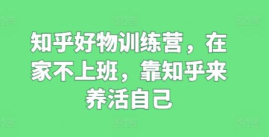 知乎好物训练营，在家不上班，靠知乎来养活自己-E网资源