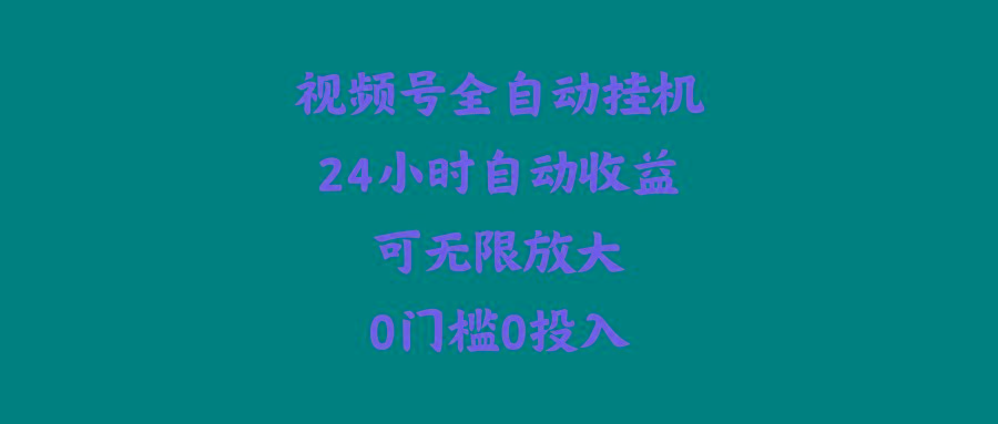 (10031期)视频号全自动挂机，24小时自动收益，可无限放大，0门槛0投入-E网资源