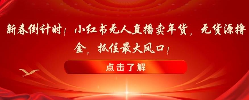 新春倒计时！小红书无人直播卖年货，无货源撸金，抓住最大风口【揭秘】-E网资源