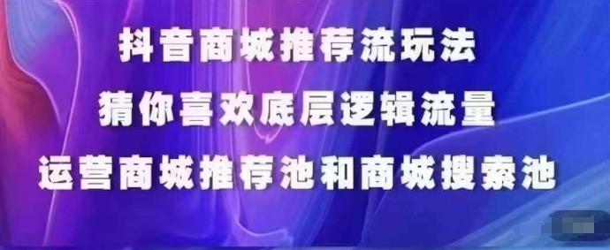 抖音商城运营课程，猜你喜欢入池商城搜索商城推荐人群标签覆盖-E网资源