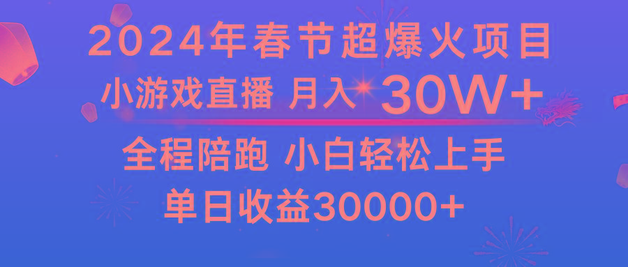 龙年2024过年期间，最爆火的项目 抓住机会 普通小白如何逆袭一个月收益30W+-E网资源