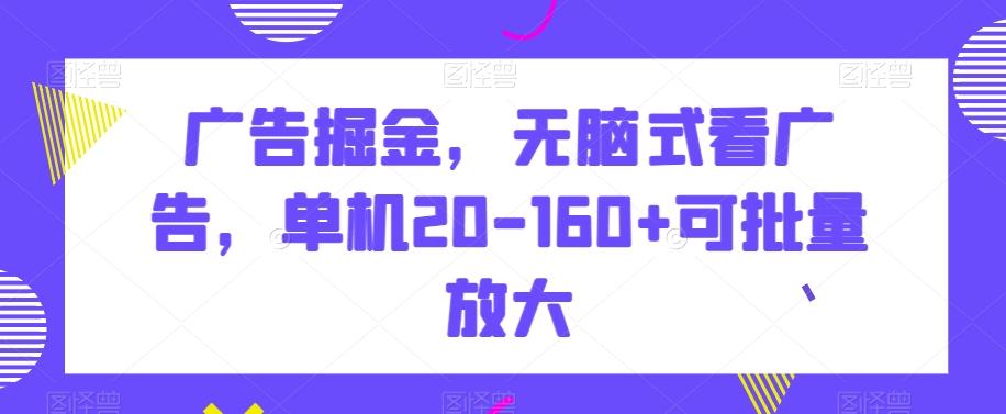 广告掘金，无脑式看广告，单机20-160+可批量放大【揭秘】-E网资源