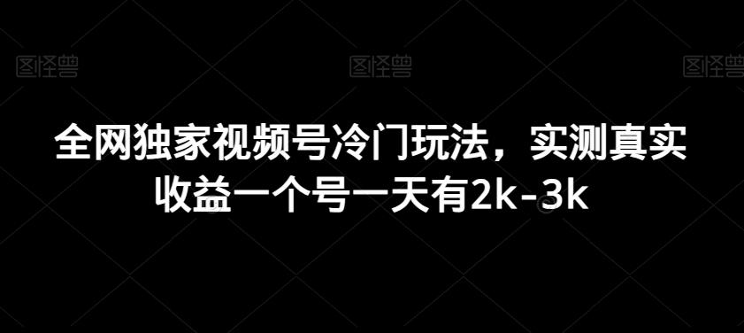 全网独家视频号冷门玩法，实测真实收益一个号一天有2k-3k-E网资源