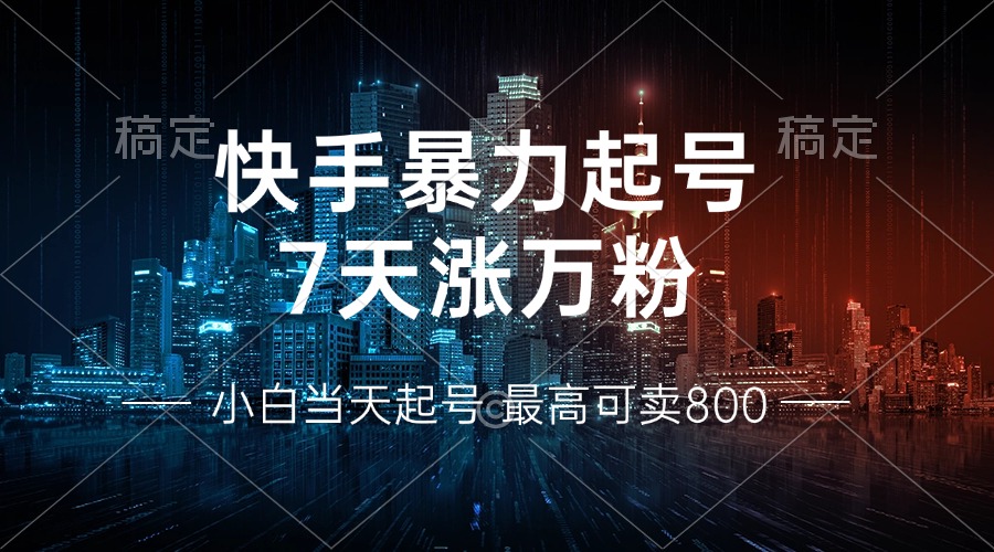 快手暴力起号，7天涨万粉，小白当天起号 多种变现方式，账号回收，单月...-E网资源