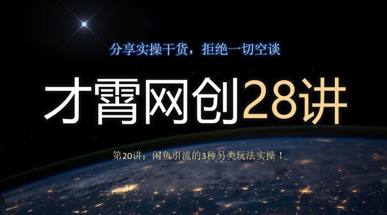 才霄网创28讲第20讲：闲鱼引流的3种另类玩法实操！-E网资源