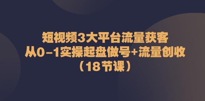 短视频3大平台流量获客：从0-1实操起盘做号+流量创收(18节课)-E网资源