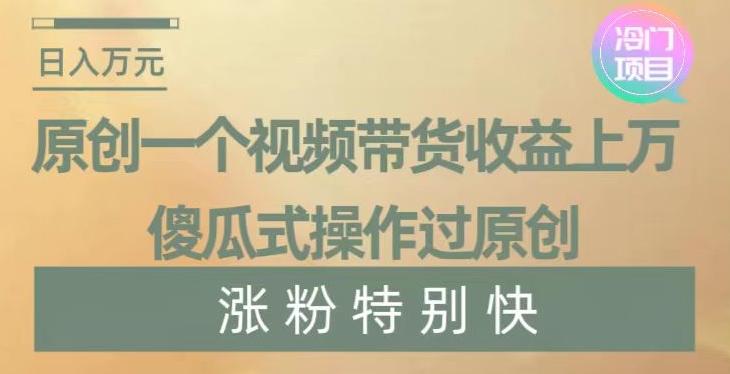 原创一个视频带货收益上万，傻瓜式操作过原创，几分钟做一个视频涨粉特别快【揭秘】-E网资源
