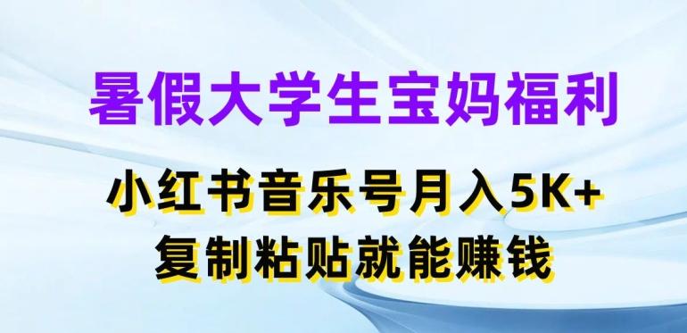 暑假大学生宝妈福利，小红书音乐号月入5000+，复制粘贴就能赚钱【揭秘】-E网资源