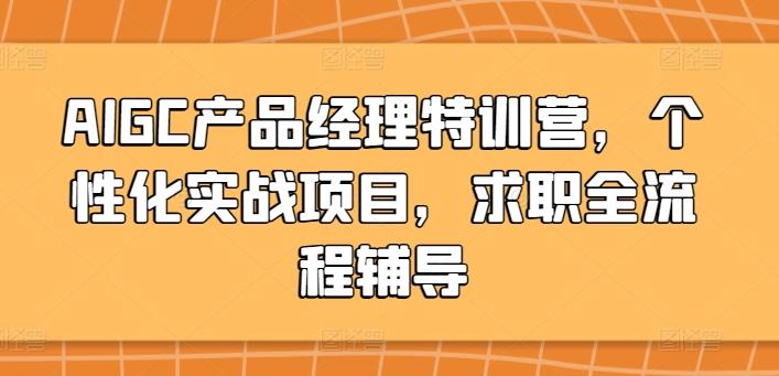 AIGC产品经理特训营，个性化实战项目，求职全流程辅导-E网资源