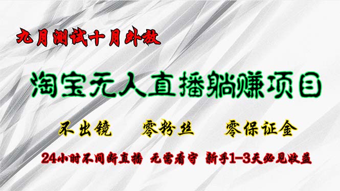 淘宝无人直播最新玩法，九月测试十月外放，不出镜零粉丝零保证金，24小…-E网资源
