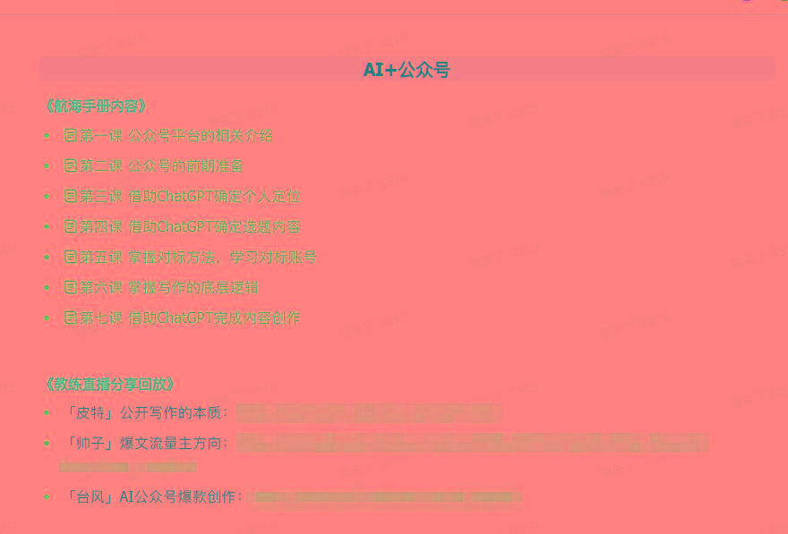 图片[3]-(9351期)AI破局手册+教练分享合集：AI提示词/AI+小红书 /AI+公众号/AI+绘画/AI编程-E网资源