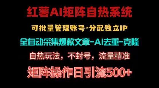 红薯矩阵自热系统，独家不死号引流玩法！矩阵操作日引流500+-E网资源