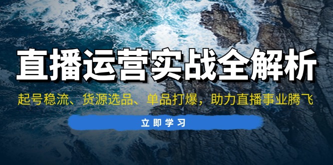直播运营实战全解析：起号稳流、货源选品、单品打爆，助力直播事业腾飞-E网资源