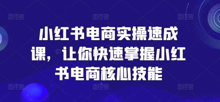 小红书电商实操速成课，让你快速掌握小红书电商核心技能-E网资源