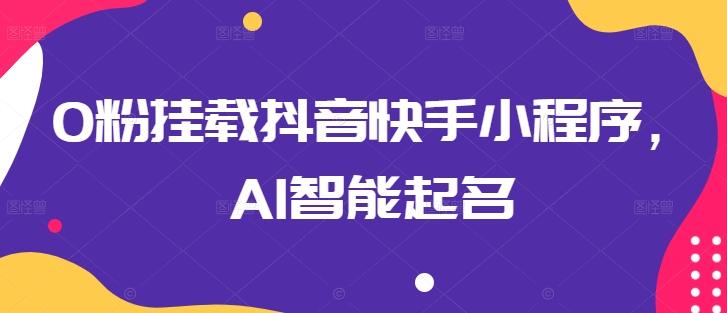 0粉挂载抖音快手小程序，AI智能起名-E网资源