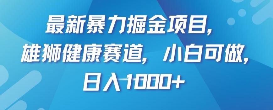 最新暴力掘金项目，雄狮健康赛道，小白可做，日入1000+【揭秘】-E网资源