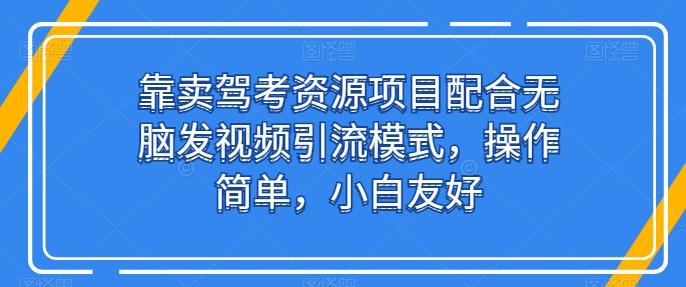靠卖驾考资源项目配合无脑发视频引流模式，操作简单，小白友好【揭秘】-E网资源