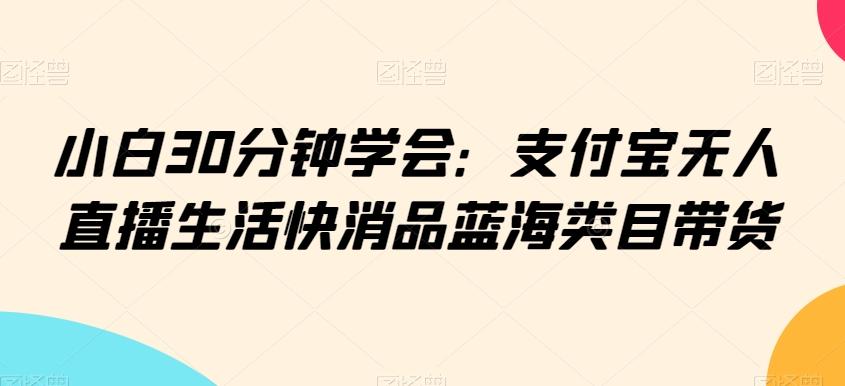 小白30分钟学会：支付宝无人直播生活快消品蓝海类目带货【揭秘】-E网资源