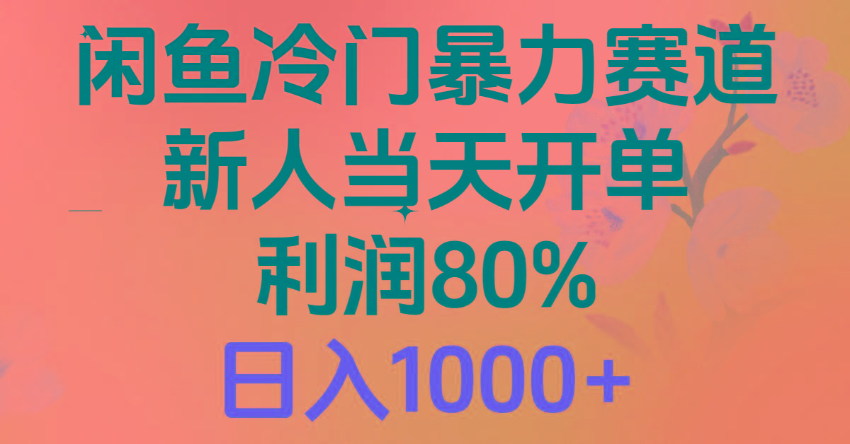 2024闲鱼冷门暴力赛道，新人当天开单，利润80%，日入1000+-E网资源